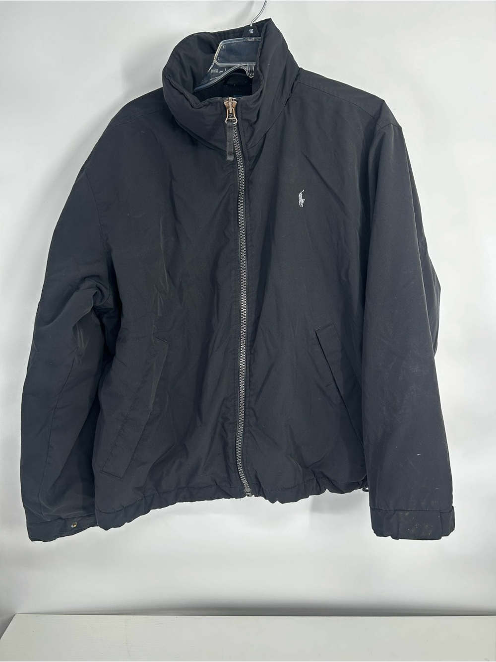 Vintage Polo Ralph Lauren Bomber Jacket Mens Medium Black Insulated Full Zip 90s